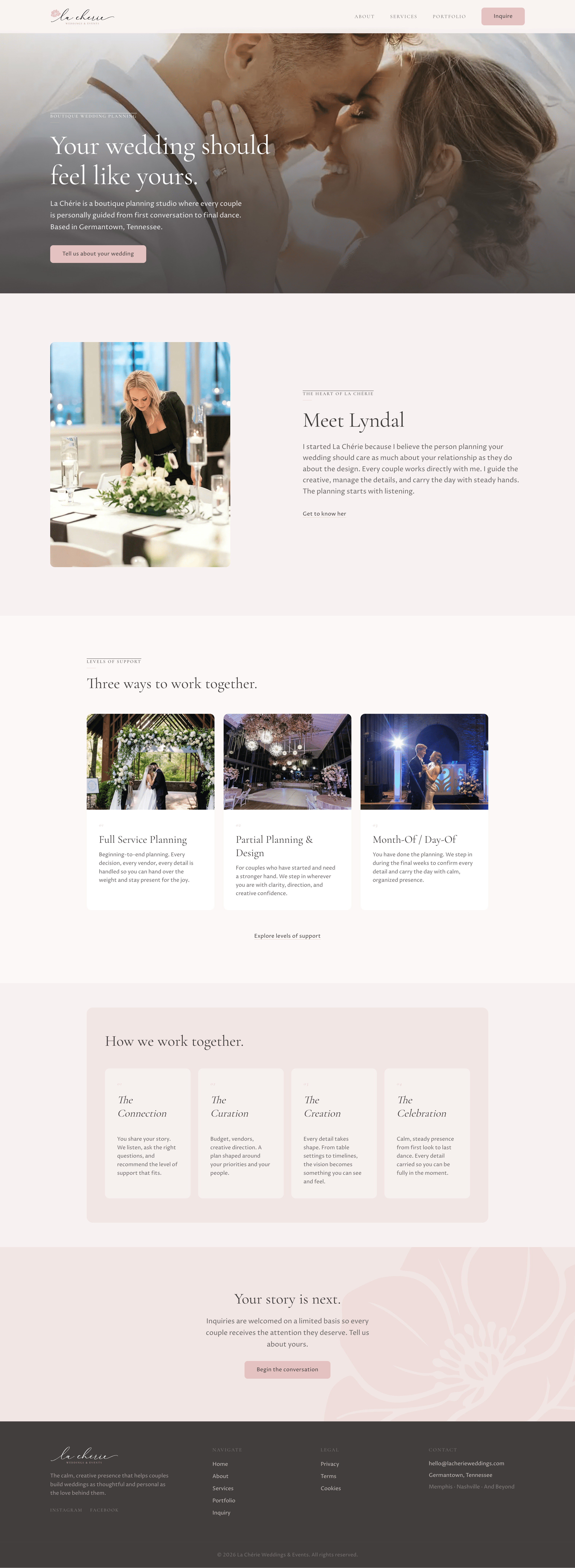 La Chérie Weddings homepage after the rebuild