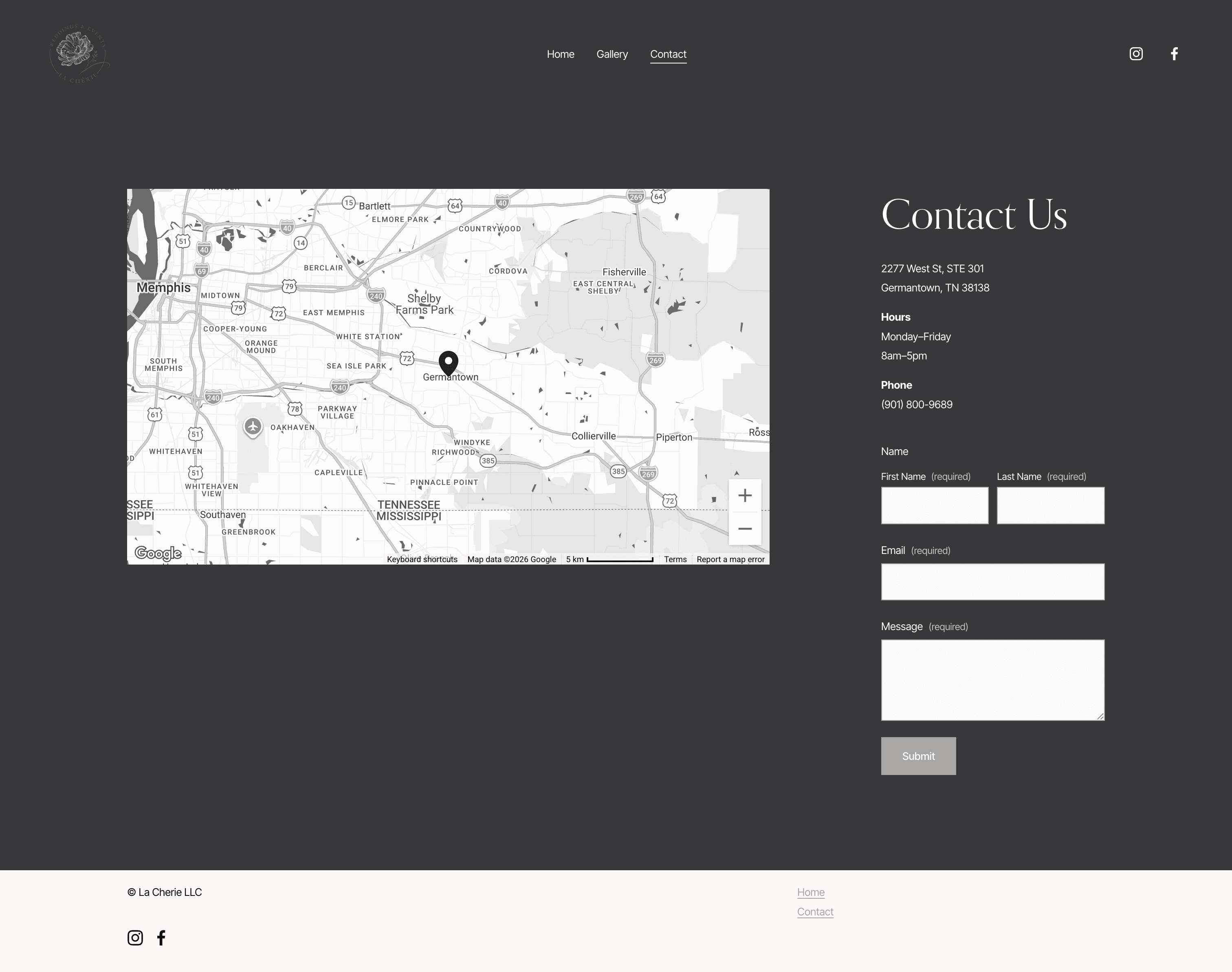 La Chérie Weddings inquiry page before the rebuild