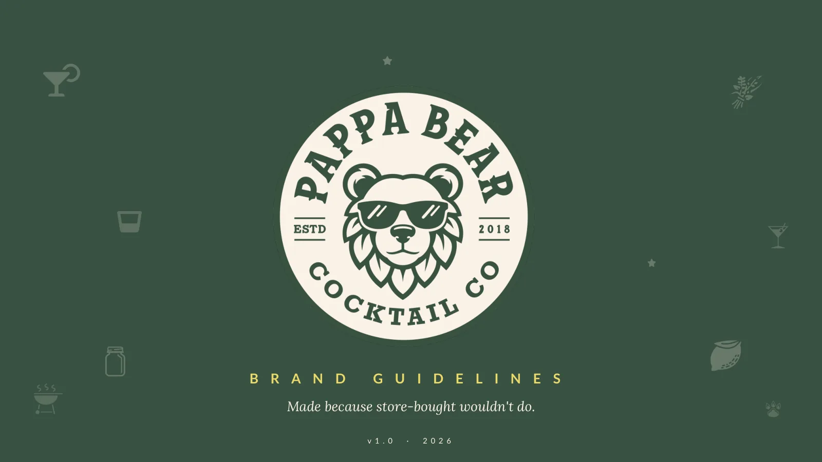 Pappa Bear Cocktail Co. brand guidelines cover