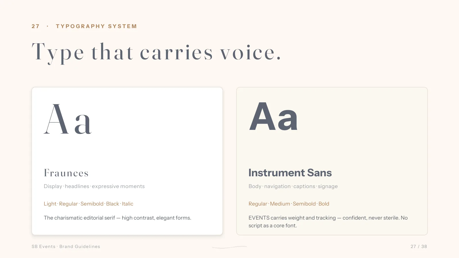 Typography: Fraunces and Instrument Sans